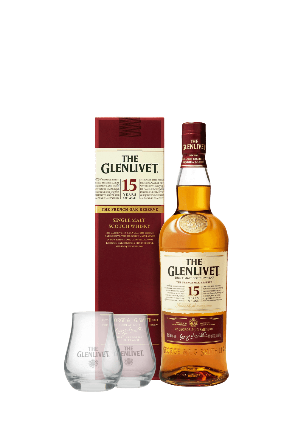 The Glenlivet 15 Single Malt Scotch Whisky (con 2 bicchieri Glenlivet)