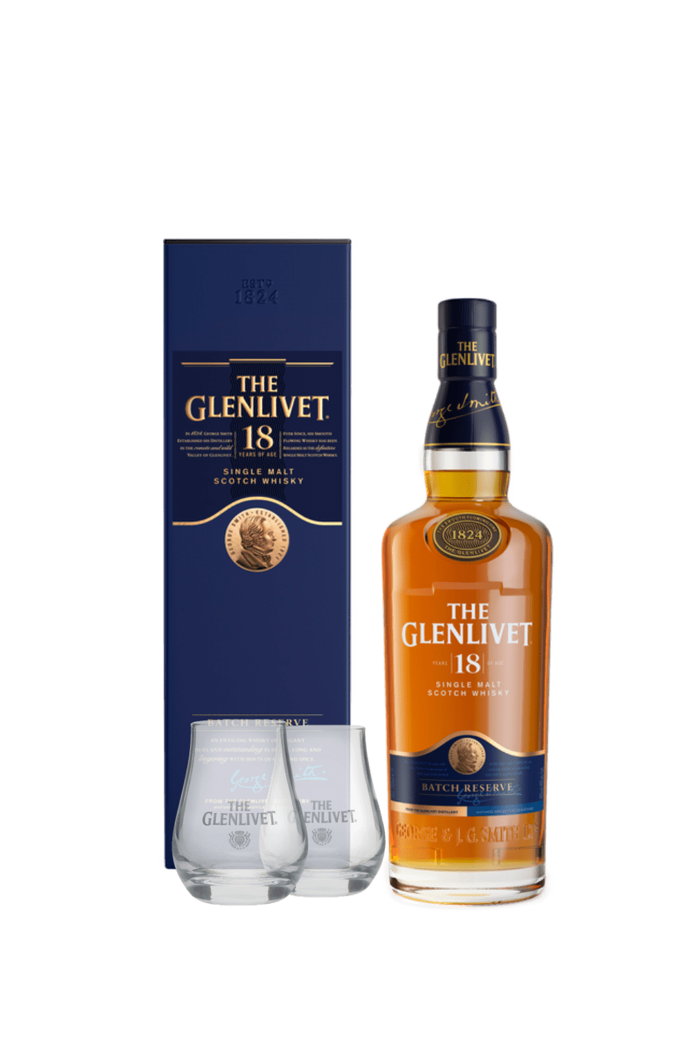 The Glenlivet 18 Single Malt Scotch Whisky (con 2 bicchieri Glenlivet)