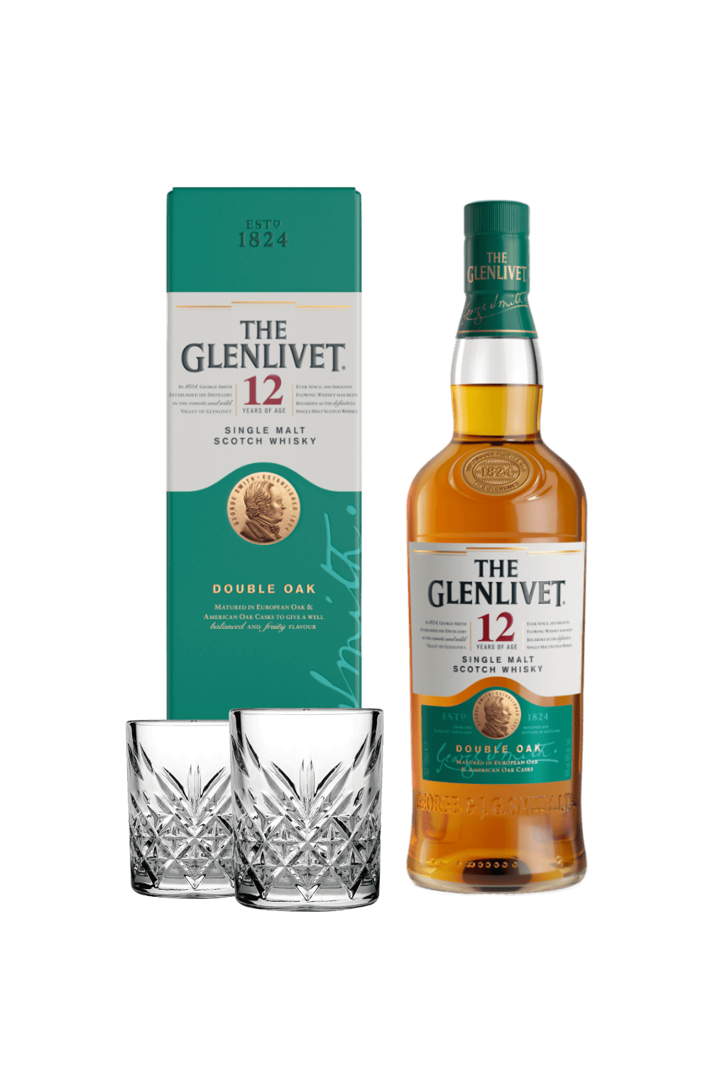 The Glenlivet 12 Single Malt Scotch Whisky (con 2 tumbler vintage)