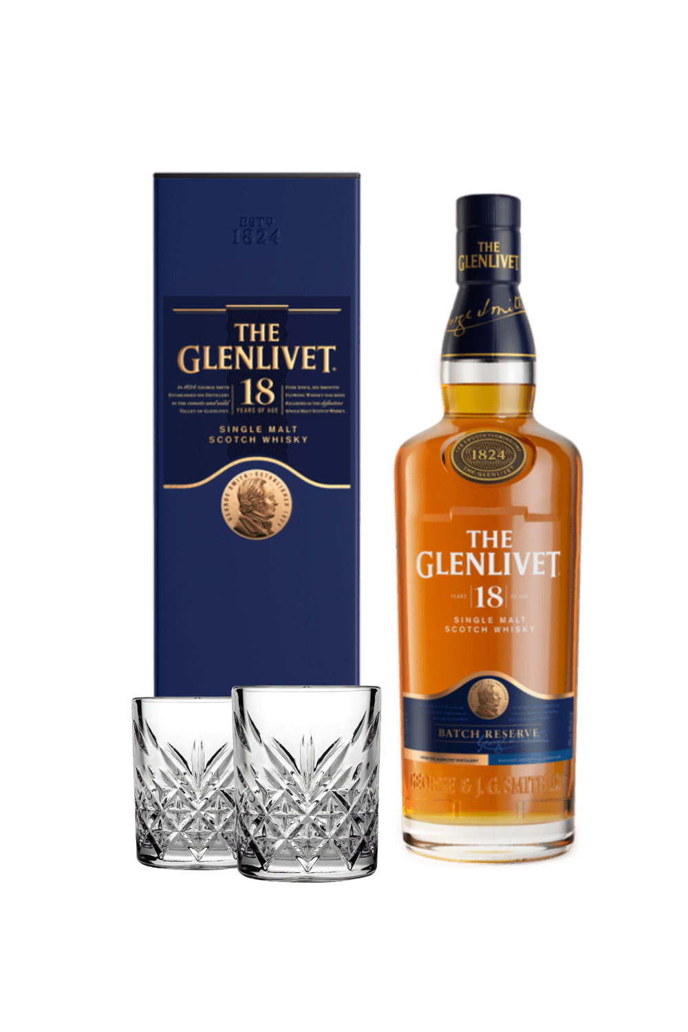 The Glenlivet 18 Single Malt Scotch Whisky (con 2 tumbler vintage)